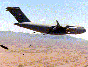 C-17 Airdropping an armored vehicle for the XVIII Airborne Corps