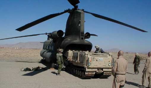 BV-206 type vehicle flown by U.S. Army CH-47D <i>Chinook</i> helicopers into Afghanistan combat