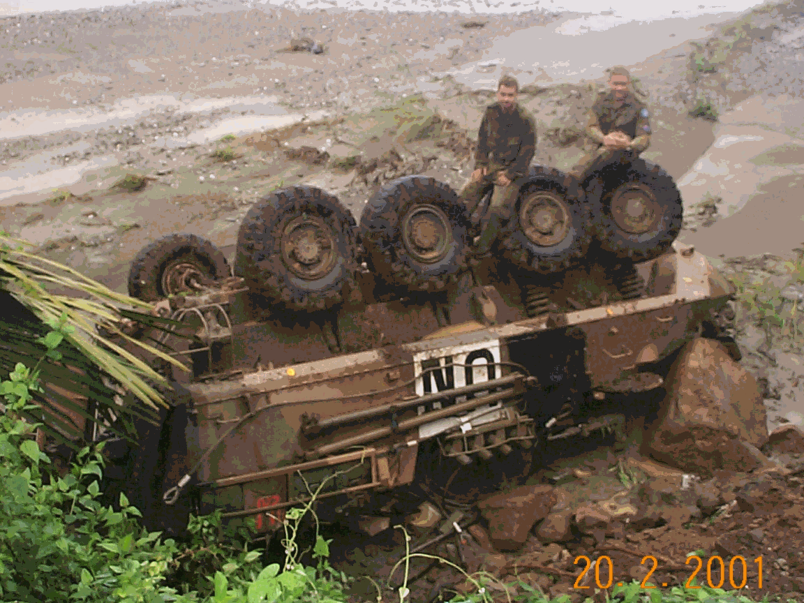 Australian LAV turned over in East Timor, tracked M113s had to take over and bear the brunt of the fighting