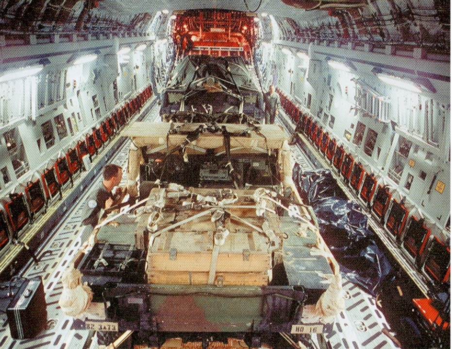 Picture above of C-17 with a M551 <i>Sheridan</i> light tank and HMMWV truck rigged for low-velocity airdrop shows 54 sidewall seats and walkways to the side jump doors are still available; yet Airborne still inefficiently loads C-17s with either all people or all equipment--then offers the false excuse that 'they do not have the airlift to bring tracked armored vehicles to the fight below': this does not wash with reality