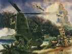 CH-46 SeaKnight helos Air Assaulted Army Rangers into the campus at the water's edge but lost 2 helicopters in the process
