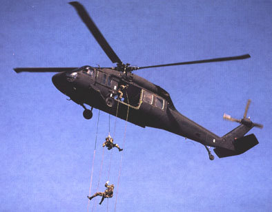 Rappelling was the first way to descend from a hovering helicopter, derived from mountaineering